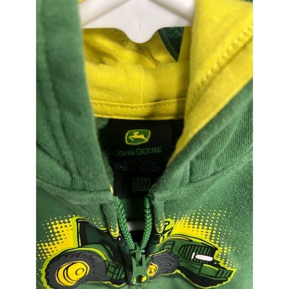 Youth John Deere Green & Yellow 24M Hoodie Sweatshirt Unisex - Picture 2 of 6